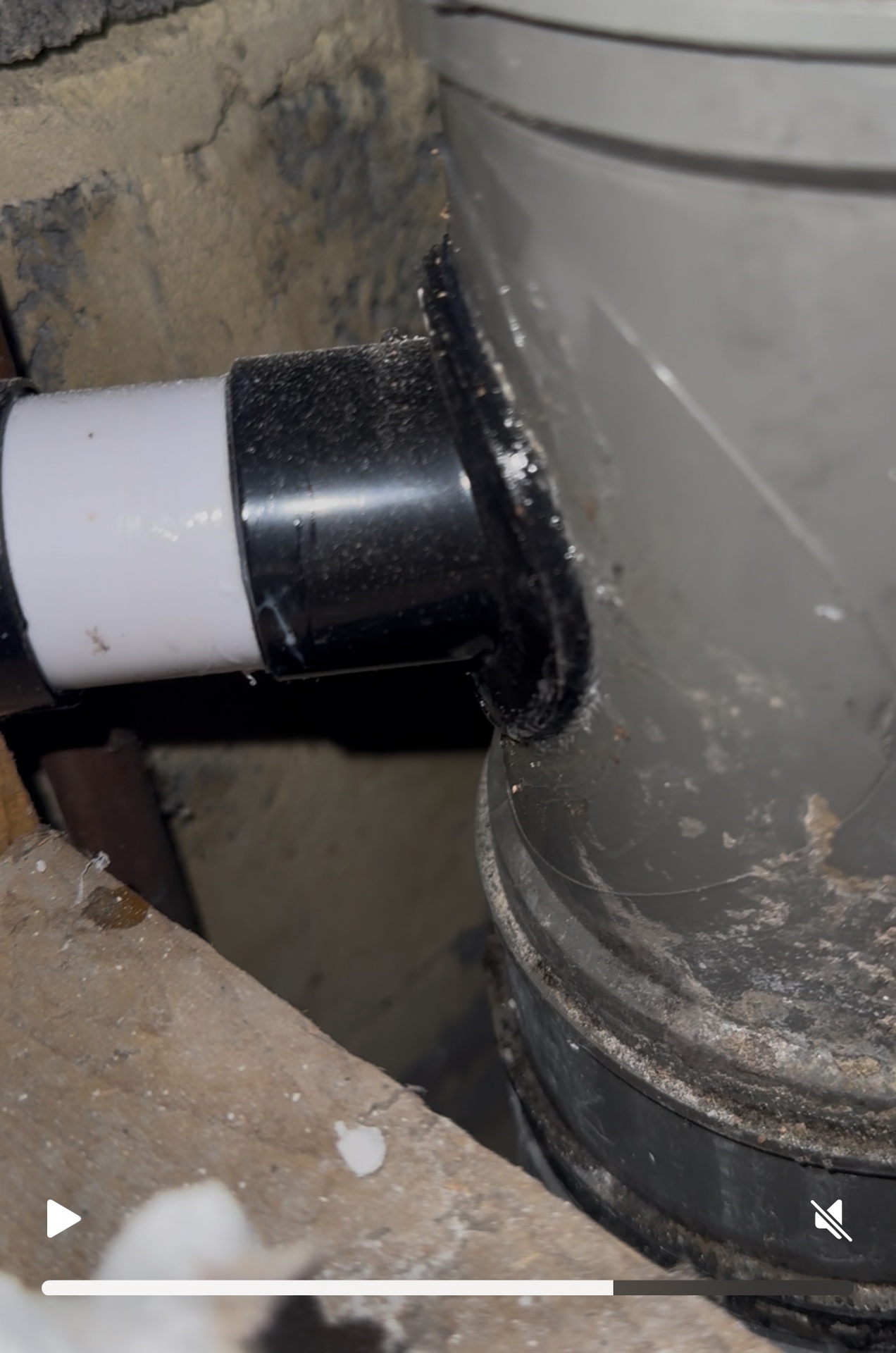 After: Boss connection in 4inch waste pipe